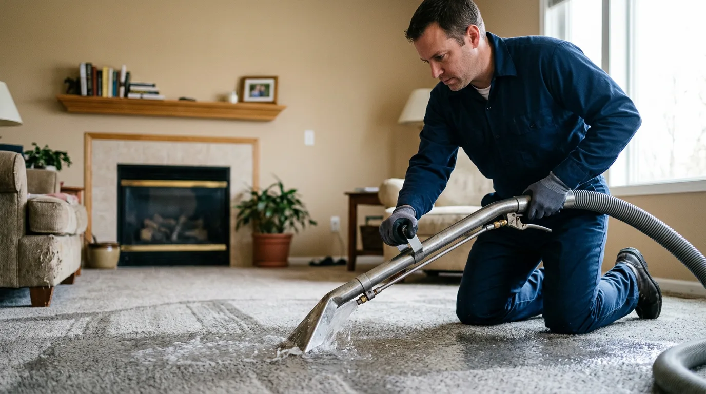 Water damage restoration technician working near Iselin, NJ